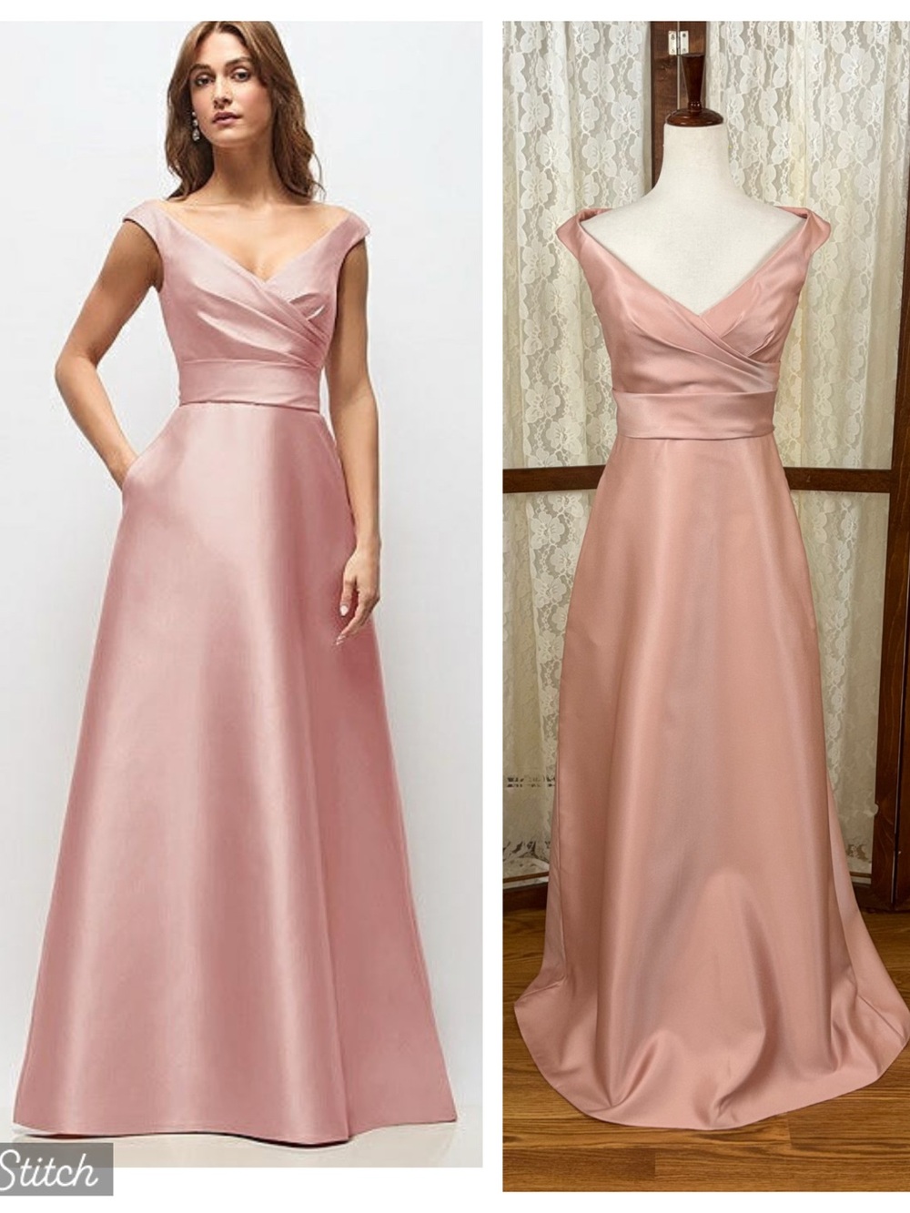Elegant New Alfred Sung Satin Twill Gown